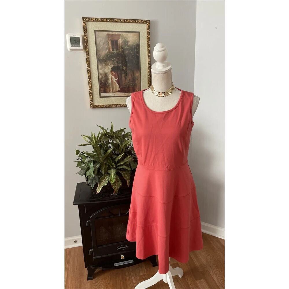 Vintage Ann Taylor Sleeveless Dress Size 4 Orange Tiered Back Zipper Fit…